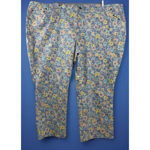 Woman Within 38 W (57x28.5) Pastel Floral Natural Fit Crop Capri Jeans Plus EUC